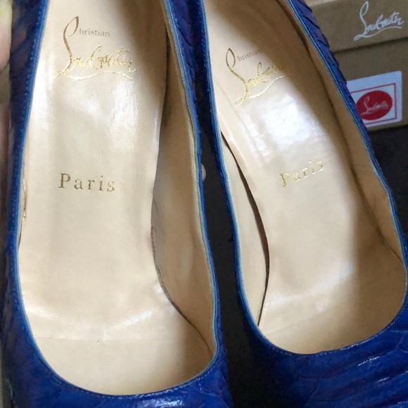 Christian Louboutin Bianca 140 Python 🐍 Snakeskin Neptune Blue Pumps 37.5 - Picture 11 of 11